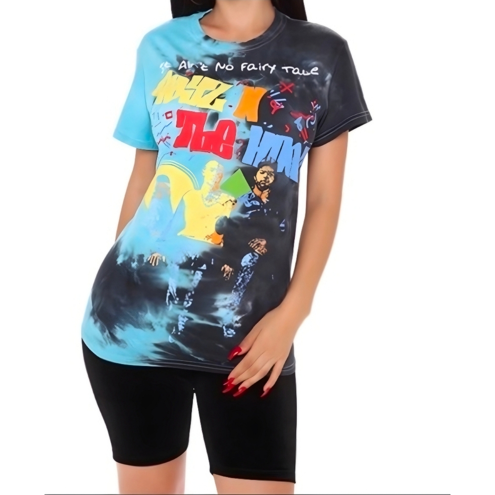 Fashion Nova ✦ Boyz N The Hood Tie Dye Tee ✦ Blue Black Crew Neck 90's NWT - Picture 8 of 10